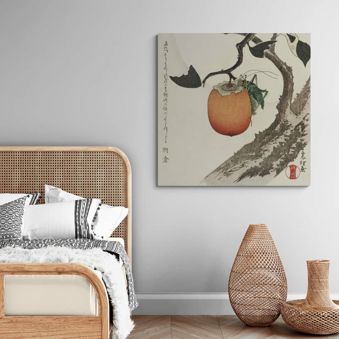 Moon Persimmon And Grasshopper by Katsushika Hokusai wall art from Glam Wall Art