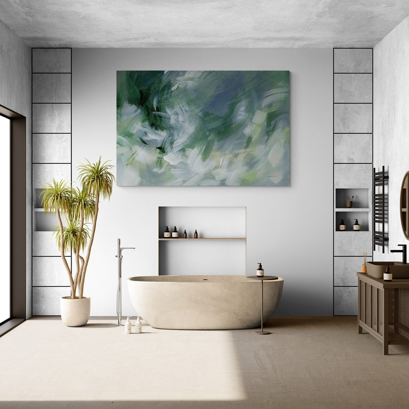 Moonlit Meadow by Danhui Nai wall art in a bathroom