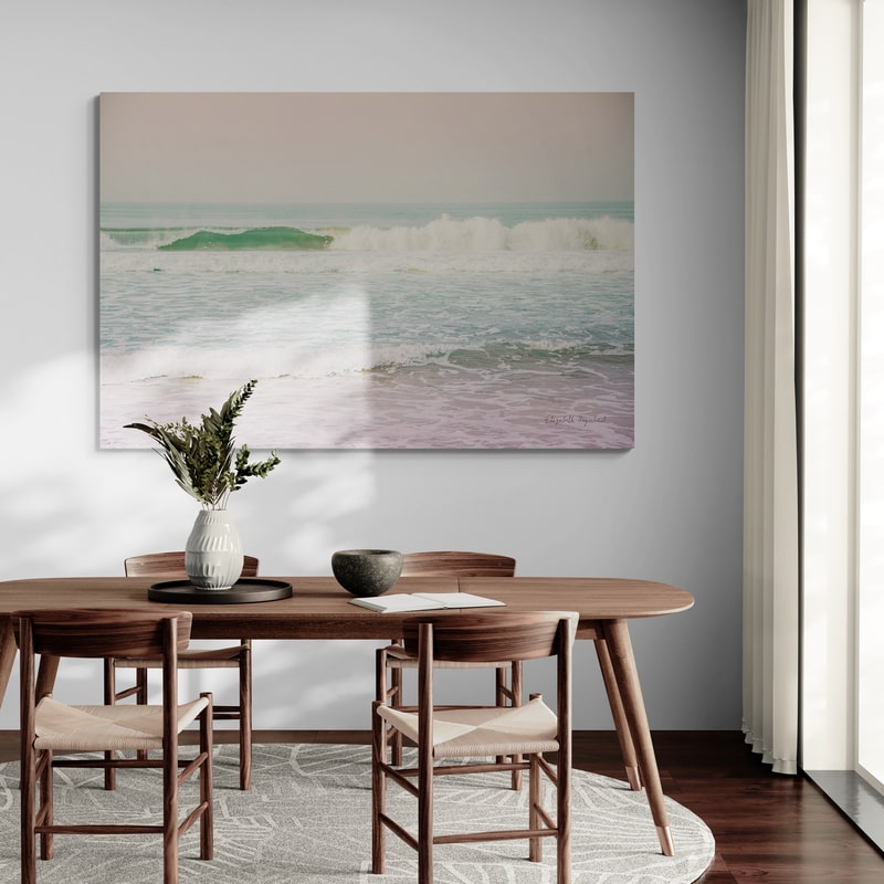 Morning Wave II by Elizabeth Urquhart wall art in a dining room