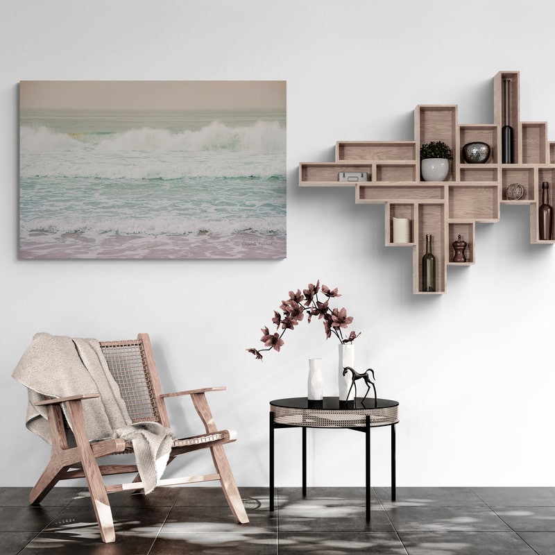 Morning Wave I by Elizabeth Urquhart wall art in a living room