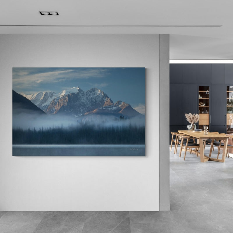 Mount Vaux And Emerald Lake by Alan Majchrowicz wall art in a hallway