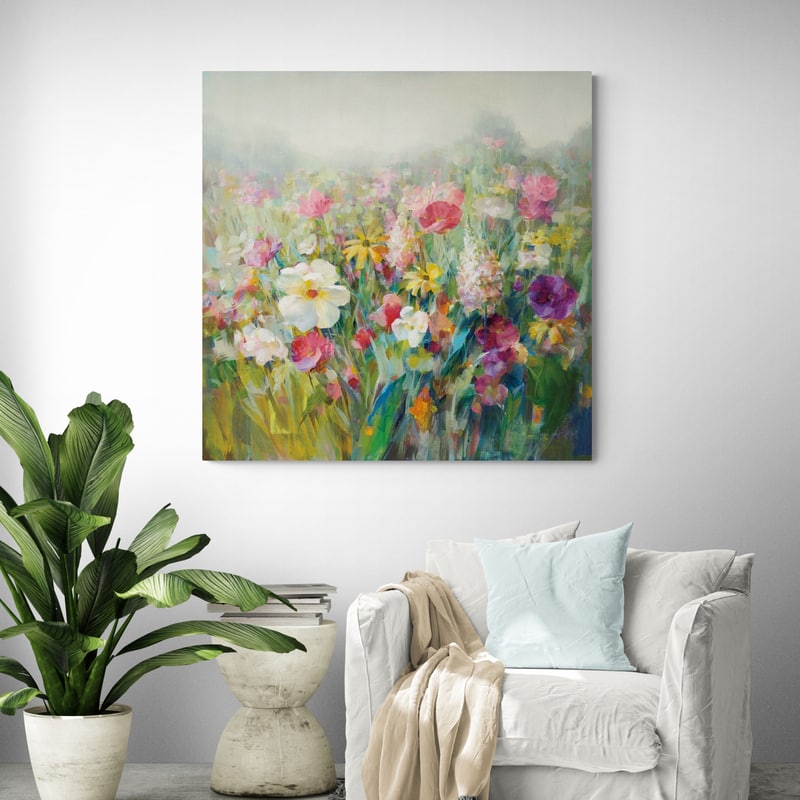 Mountain Meadows by Danhui Nai wall art in a living room