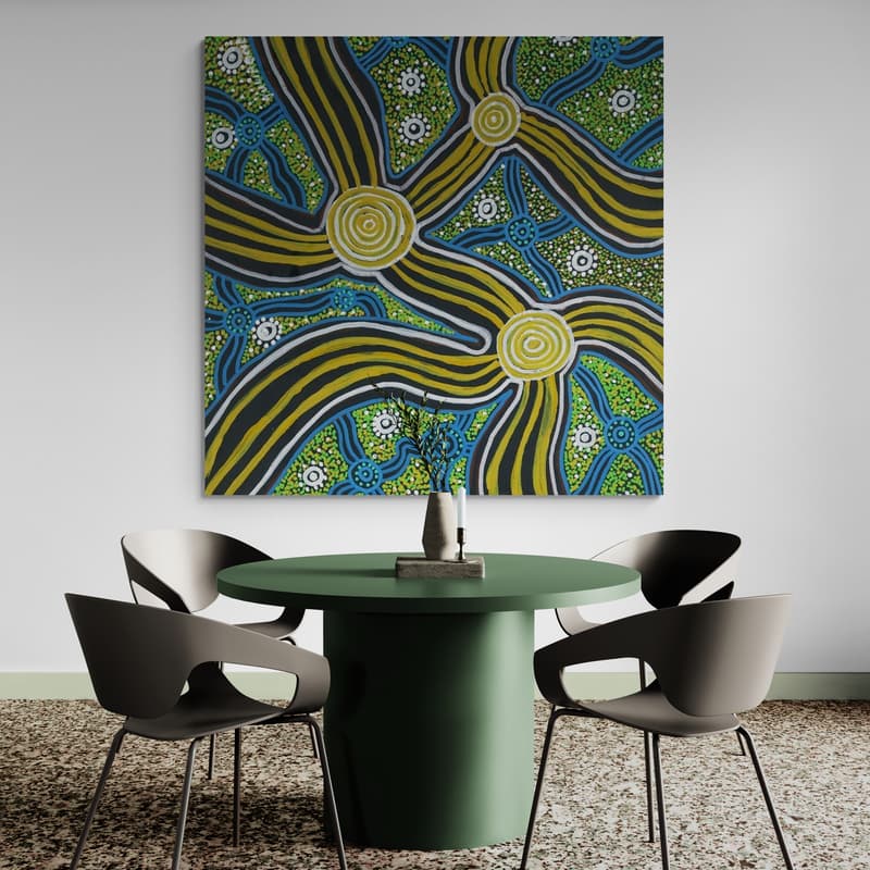 My Country by Julianne Wade wall art in a dining room