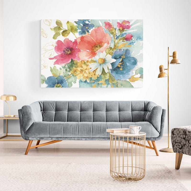 My Garden Bouquet I by Lisa Audit wall art in a living room
