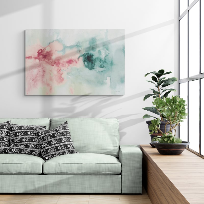 My Greenhouse Abstract I Pink by Lisa Audit wall art in a living room