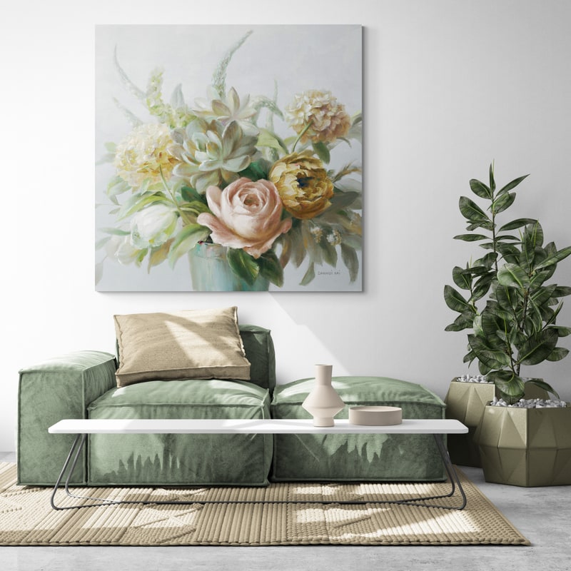 Natural Elegance Fall On Grey by Danhui Nai wall art in a living room