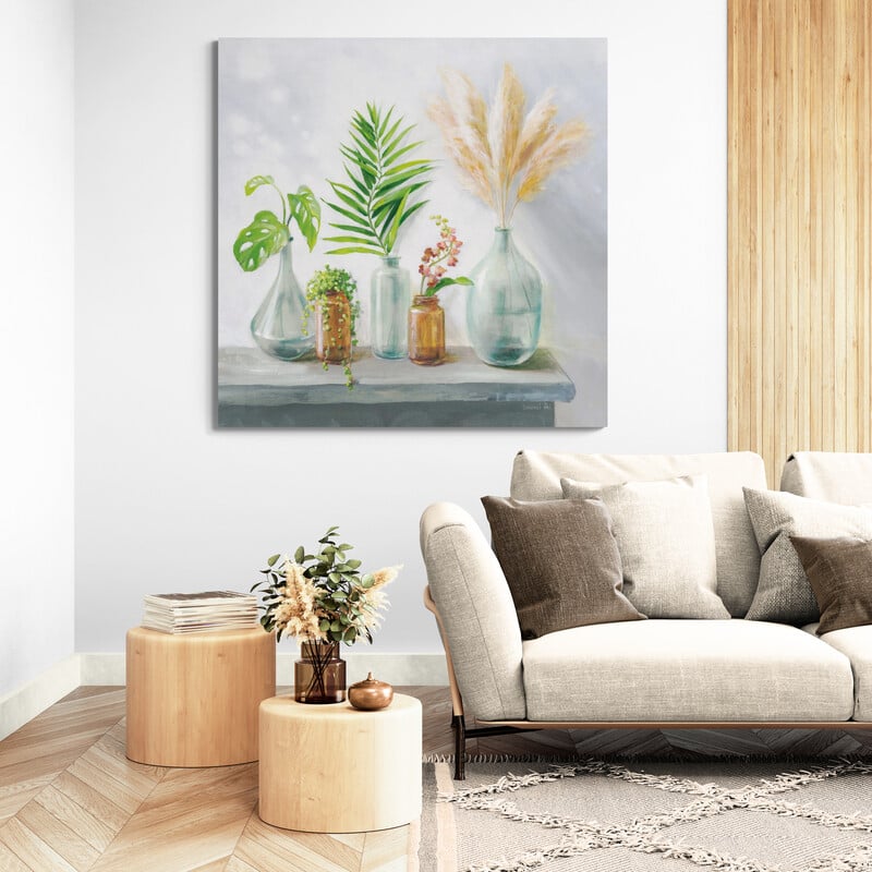 Natural Riches I Clear Vase by Danhui Nai wall art in a living room
