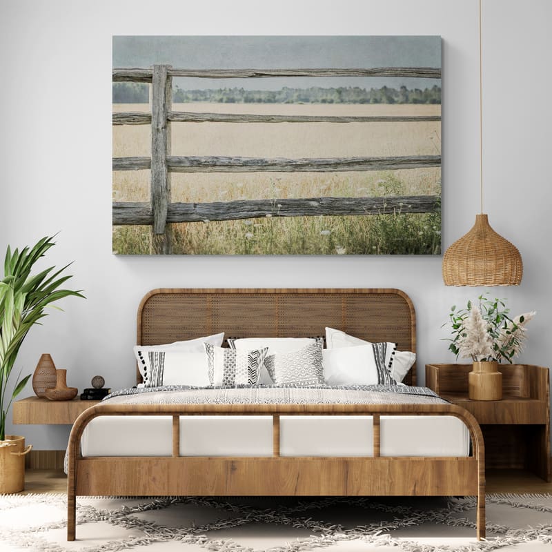 Neutral Country I by Elizabeth Urquhart wall art in a bedroom
