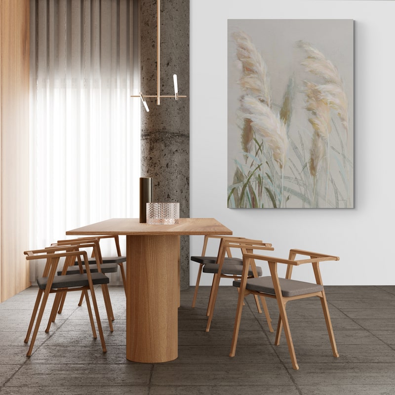 Neutral Pampas Grasses III by Danhui Nai wall art in a dining room