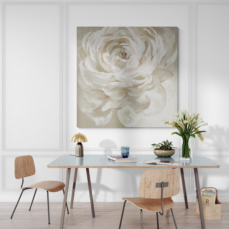 Neutral Rose by Danhui Nai wall art in a dining room