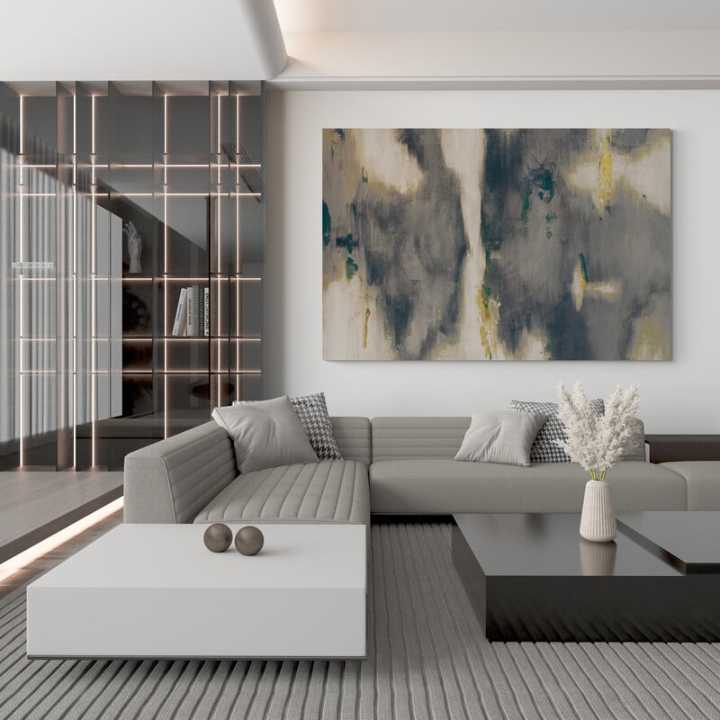 Neutral Texture I Crop by Danhui Nai wall art in a living room