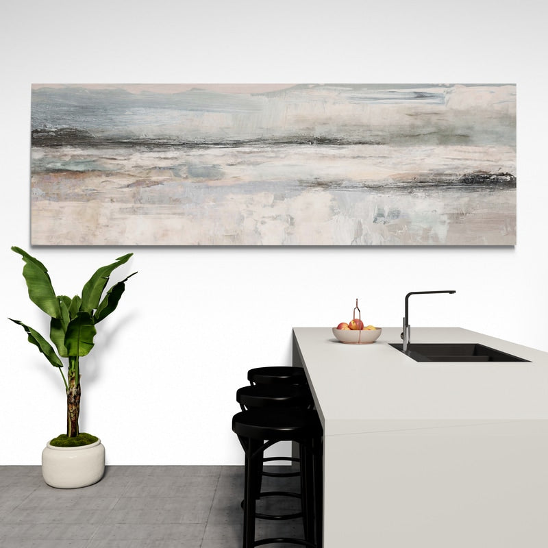 Neutral Transitional Abstract 4 by Nina Blue wall art in a kitchen