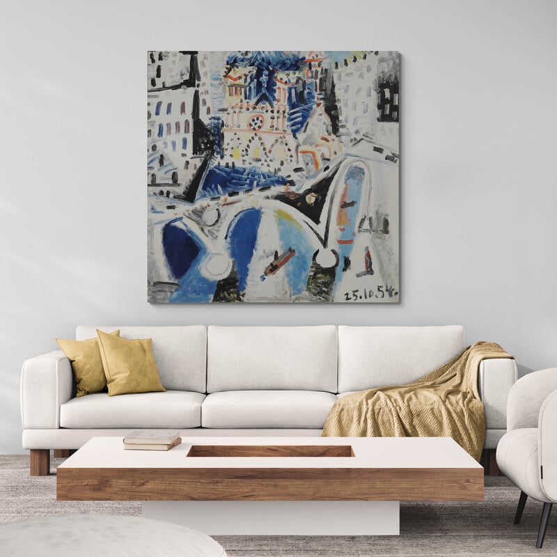Notre Dame De Paris by Pablo Picasso wall art in a living room