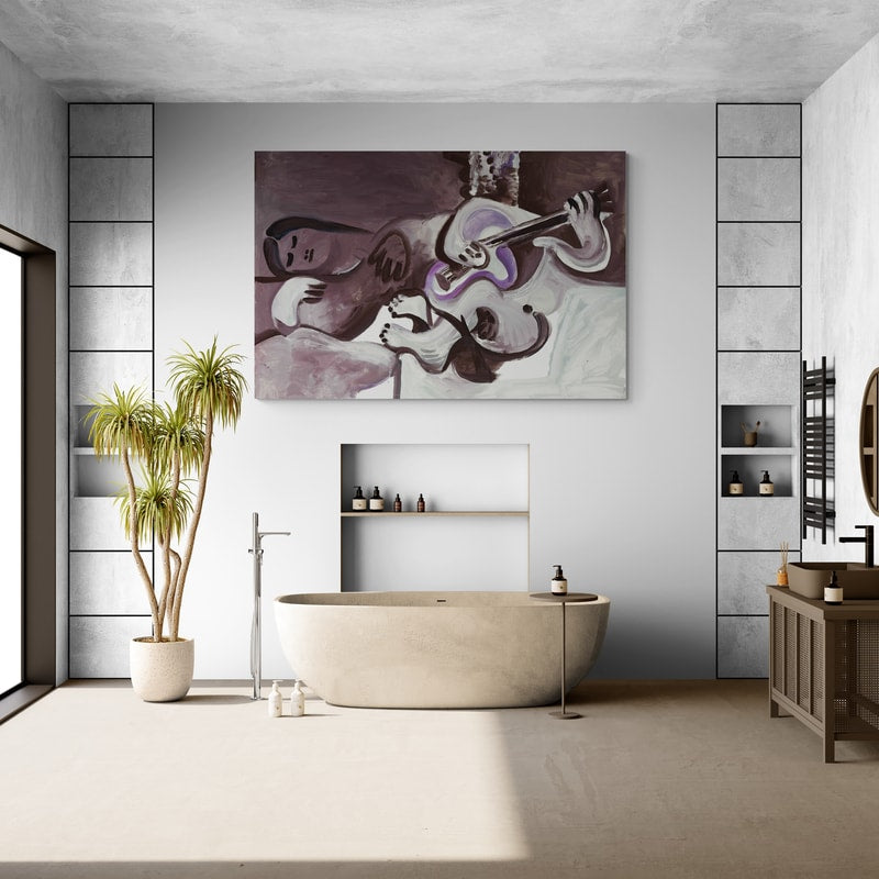Nu couché et homme à la guitarre by Pablo Picasso wall art from Glam Wall Art