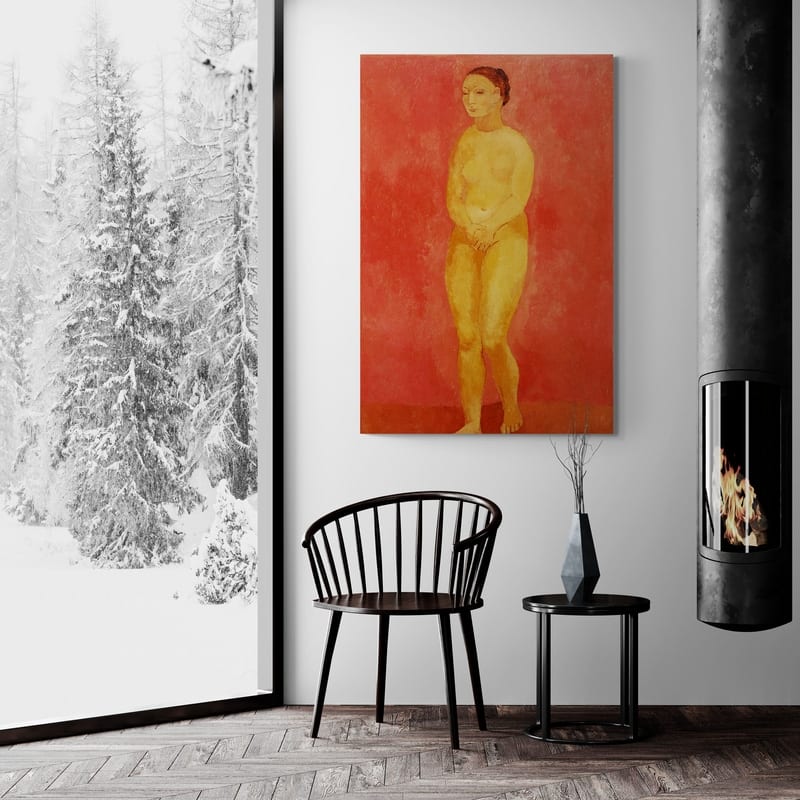 Nude With Joined Hands by Pablo Picasso wall art in a living room