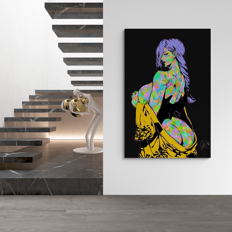 Nude With Towel by Technodrome1 wall art in a hallway