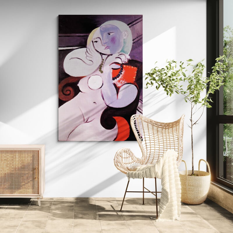 Nude Woman In A Red Armchair by Pablo Picasso wall art from Glam Wall Art