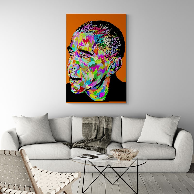 Obama by Technodrome1 wall art in a living room