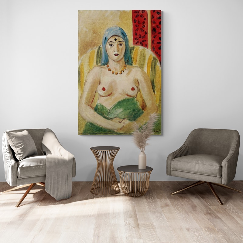 Odalisque, Half-Length (The Tattoo) by Henri Matisse wall art in a living room