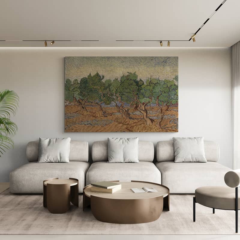 Olive Grove 1889 by Vincent Van Gogh wall art in a living room