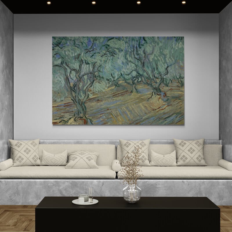 Olive Grove 2 1889 by Vincent Van Gogh wall art in a living room