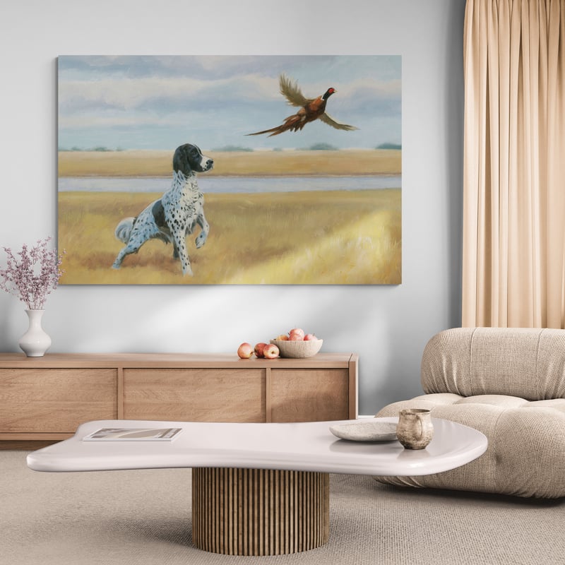 On Point by the River by James Wiens wall art in a living room