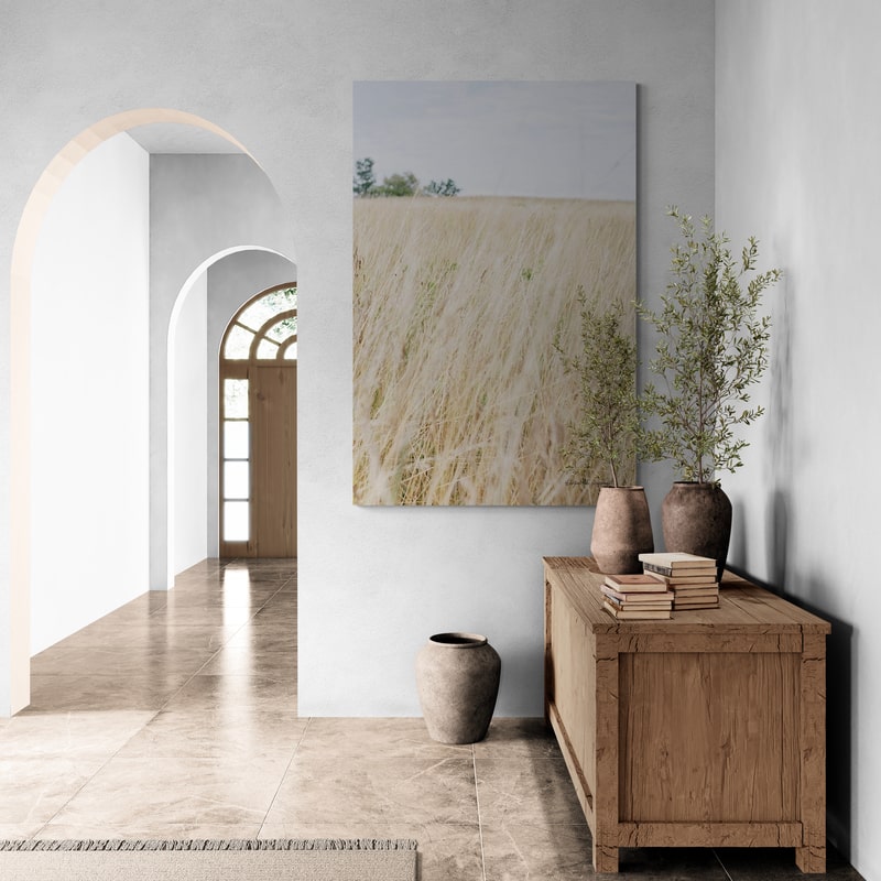 On The Edge III by Elizabeth Urquhart wall art in a hallway