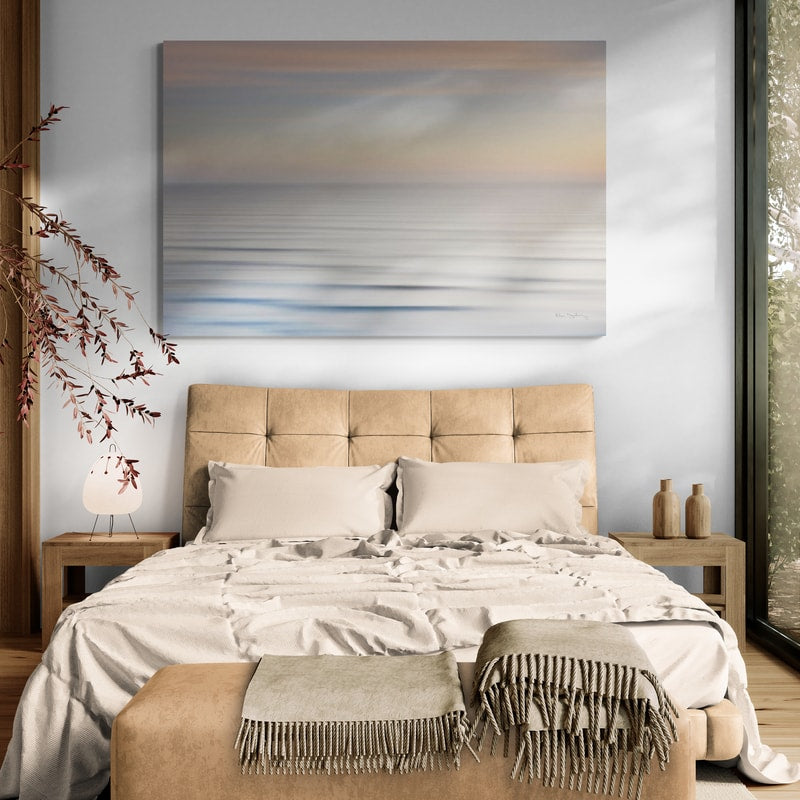 On The Horizon I No Border Crop by Alan Majchrowicz wall art in a bedroom