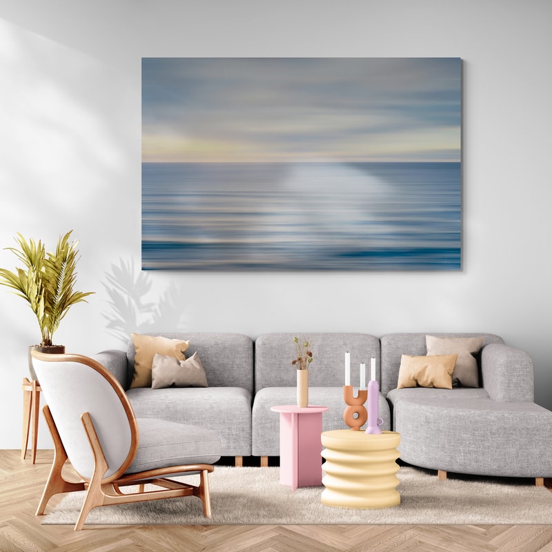 On The Horizon Ii No Border by Alan Majchrowicz wall art in a living room