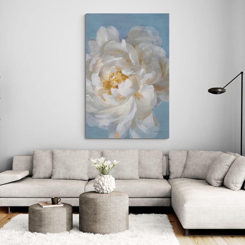 Open Petals II by Danhui Nai wall art in a living room