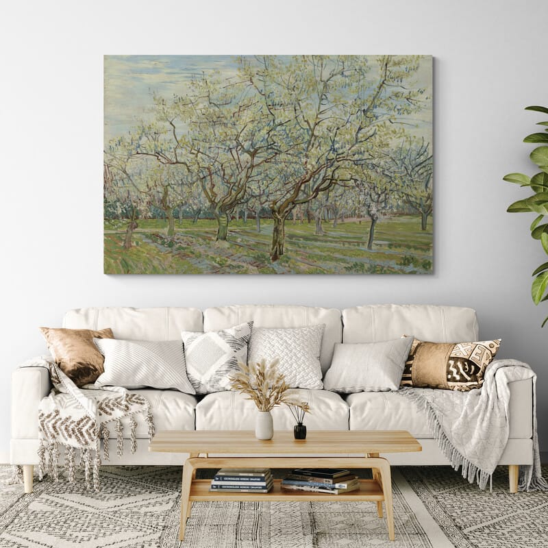 Orchard with Blossoming Apricot Trees 1888 by Vincent Van Gogh wall art from Glam Wall Art