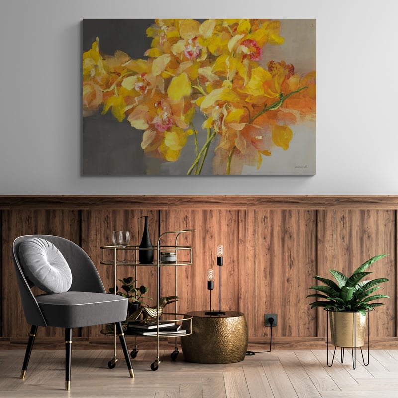Orchid Dreaming by Danhui Nai wall art in a living room