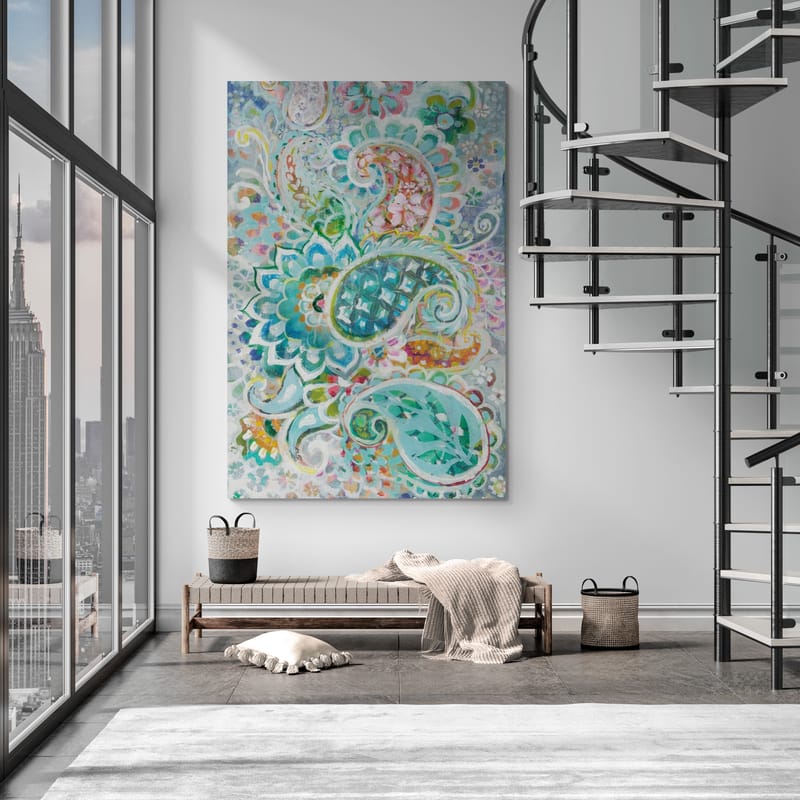 Paisley Flowers by Danhui Nai wall art in a living room