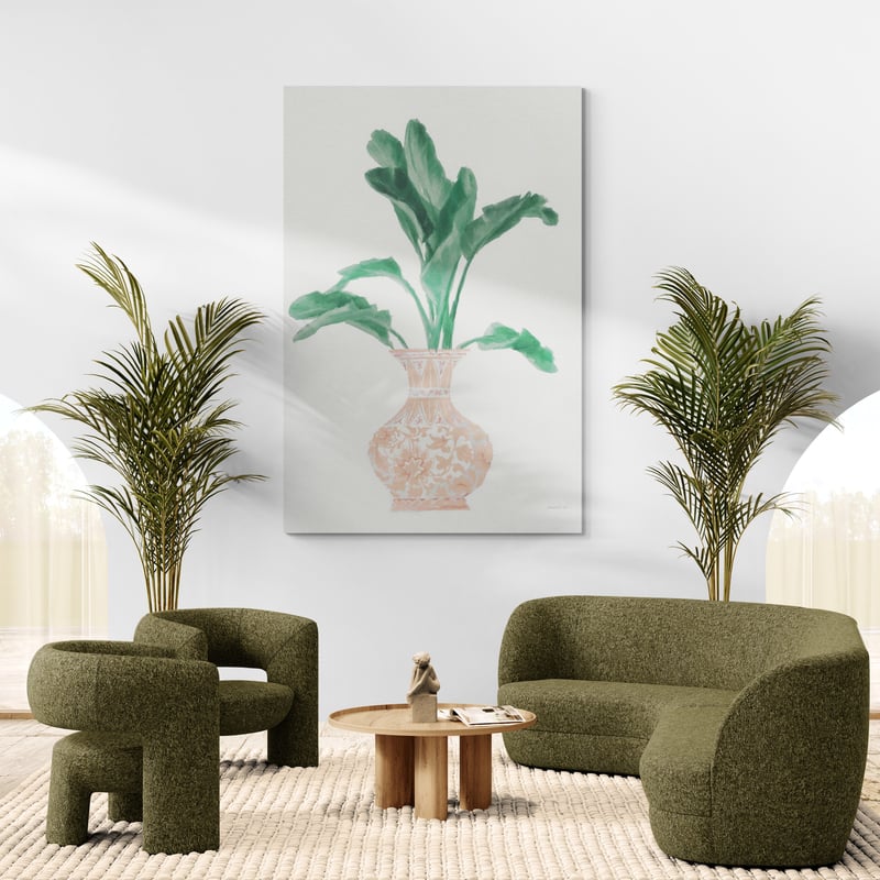Palm Chinoiserie I Pink Green by Danhui Nai wall art from Glam Wall Art