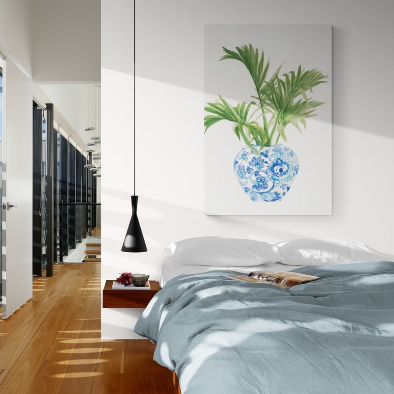 Palm Chinoiserie White II Dark Green by Danhui Nai wall art from Glam Wall Art