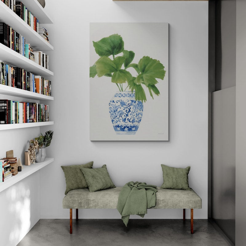 Palm Chinoiserie White IV Dark Green by Danhui Nai wall art from Glam Wall Art