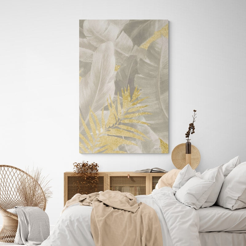 Palm Of The Tropics I Neutral Gold by Danhui Nai wall art in a bedroom