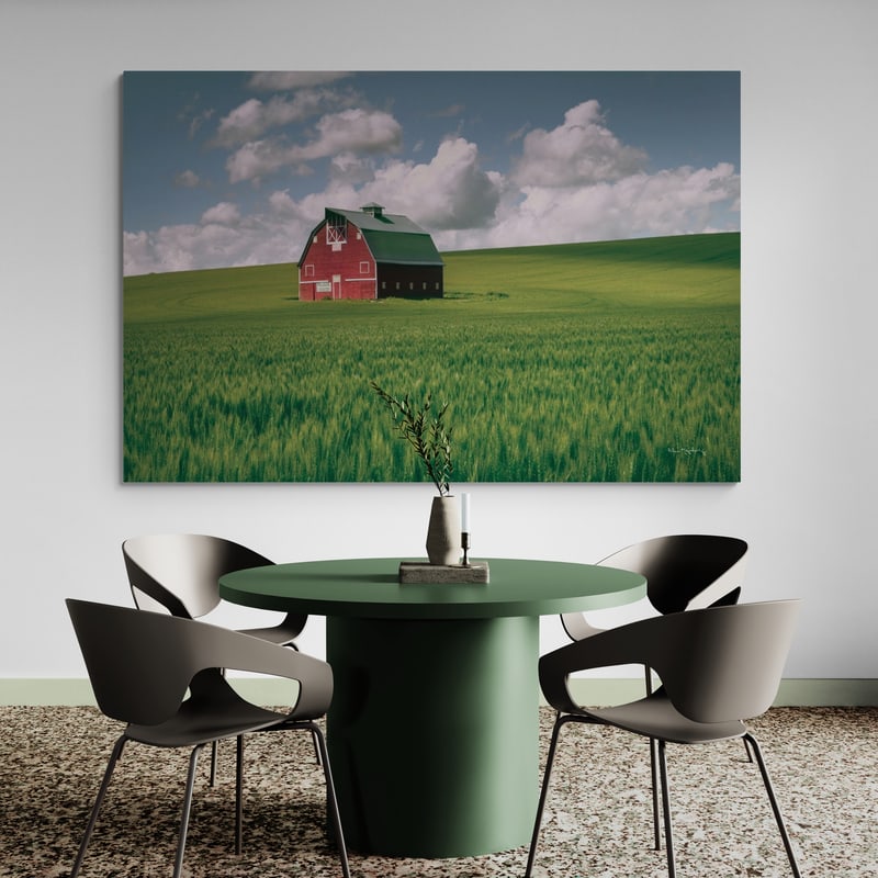 Palouse Region Red Barn I by Alan Majchrowicz wall art in a dining room