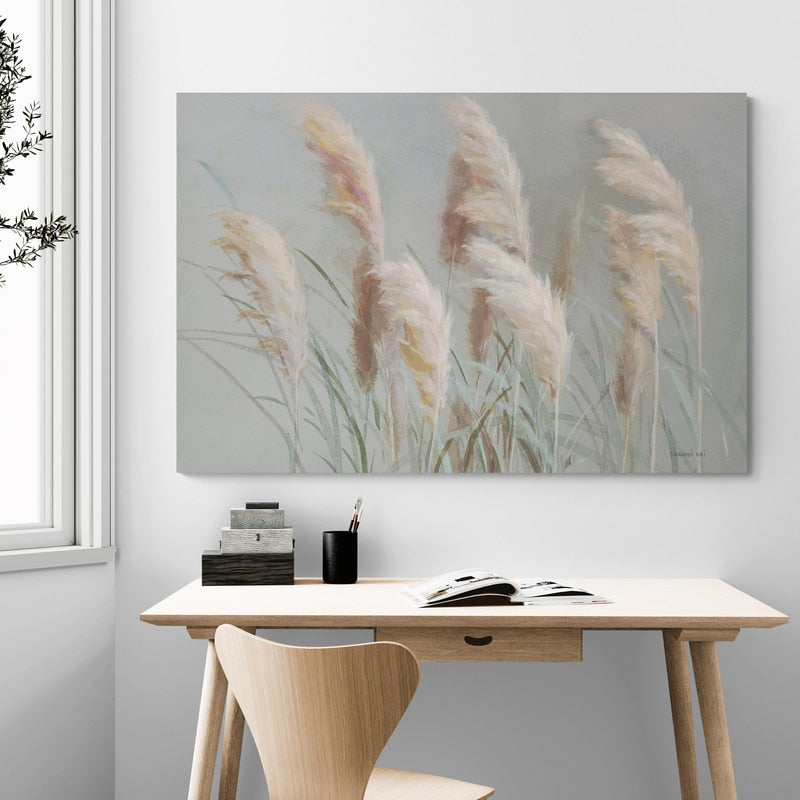 Pampas Grasses on Gray by Danhui Nai wall art from Glam Wall Art