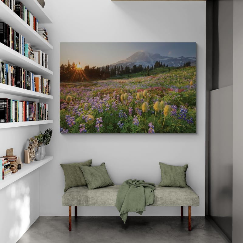 Paradise Wildflower Meadows I by Alan Majchrowicz wall art in a living room