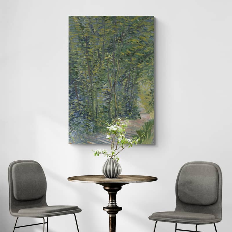 Path in the Woods 1887 by Vincent Van Gogh wall art in a living room