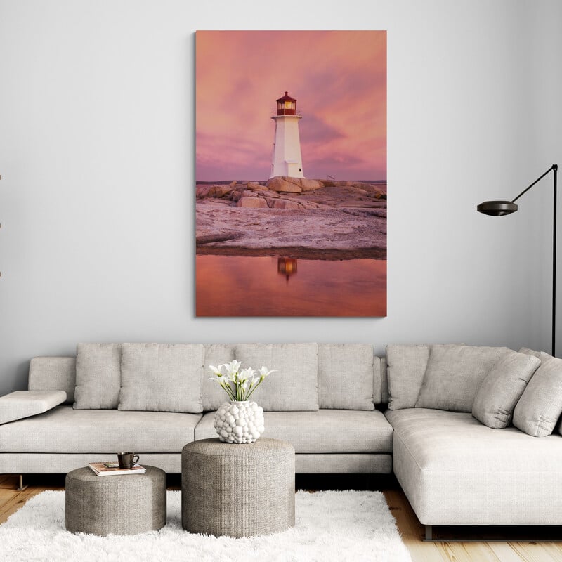 Peggy's Cove by Alan Majchrowicz wall art in a living room