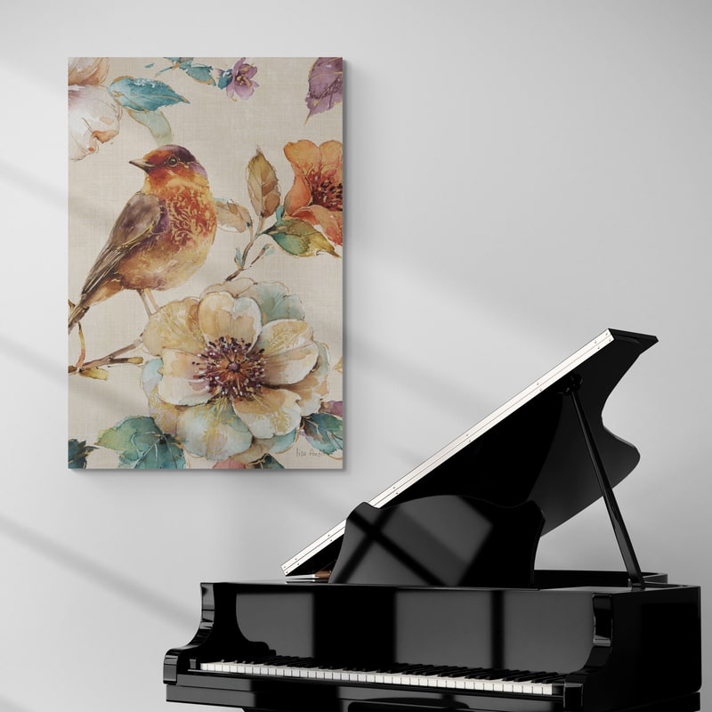 Spiced Nature II Linen Leaf by Lisa Audit wall art in a living room