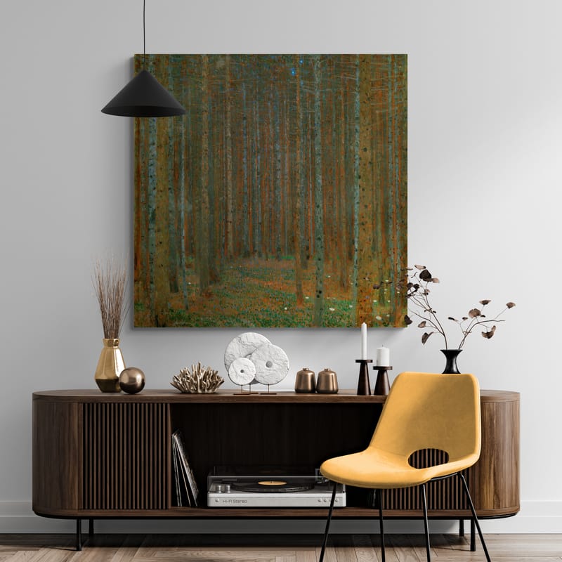 Pine Forest by Gustav Klimt wall art in a living room