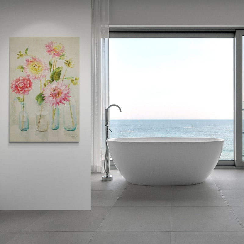 Pink Dahlias by Danhui Nai wall art from Glam Wall Art