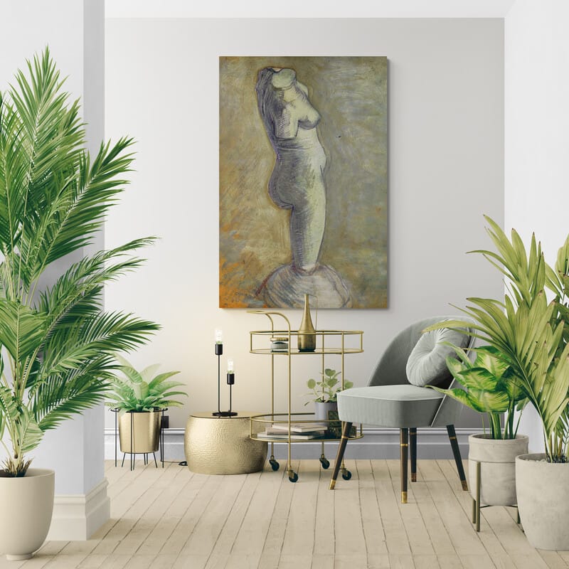 Plaster Statuette of a Female Torso 1886 by Vincent Van Gogh wall art in a living room