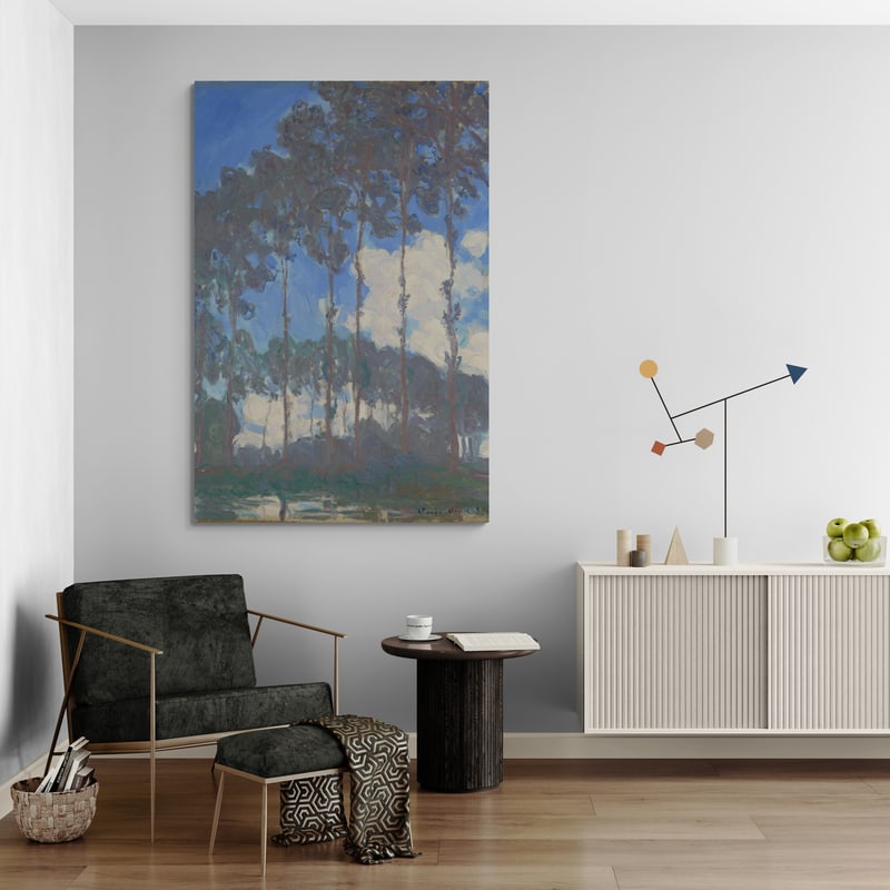 Poplars on the Epte 1891 by Claude Monet wall art in a living room