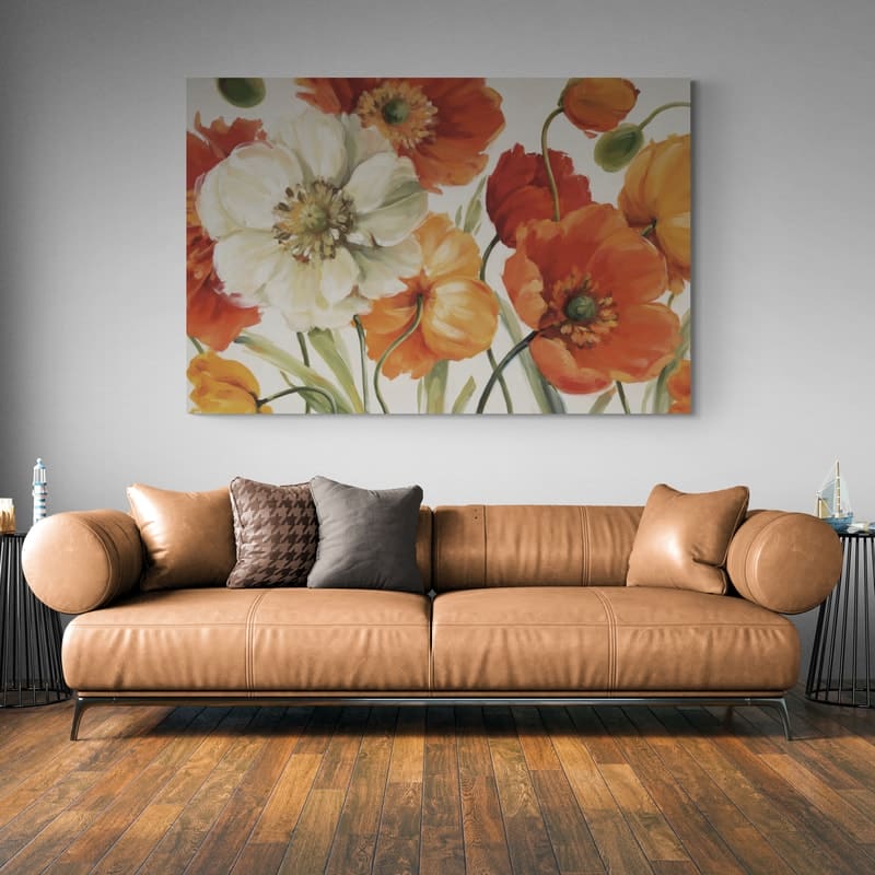 Poppies Melody I Light Crop by Lisa Audit wall art in a living room