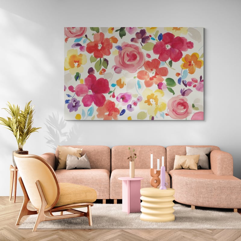 Popping Florals by Danhui Nai wall art in a living room