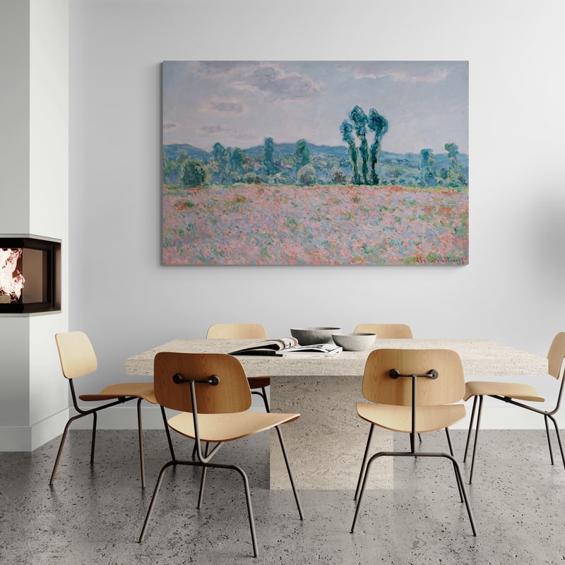 Poppy Field 1890 by Claude Monet wall art in a dining room